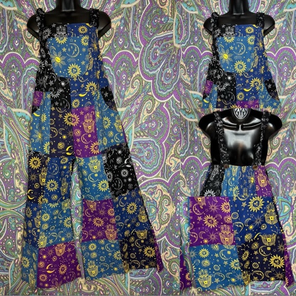 deadheads closet Pants - NWT Celestial Patchwork Jumpsuit Overalls Witchy Boho Fairycore